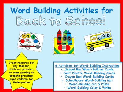 Word Building Activities for Back to School