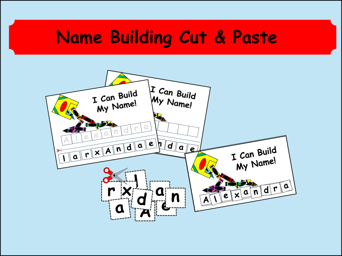 Name Building Cut & Paste Activity Back-to-School