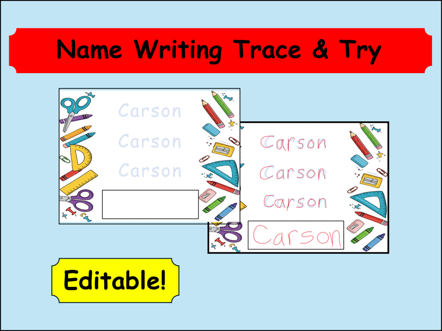 Back-to-School Name Writing Trace & Try